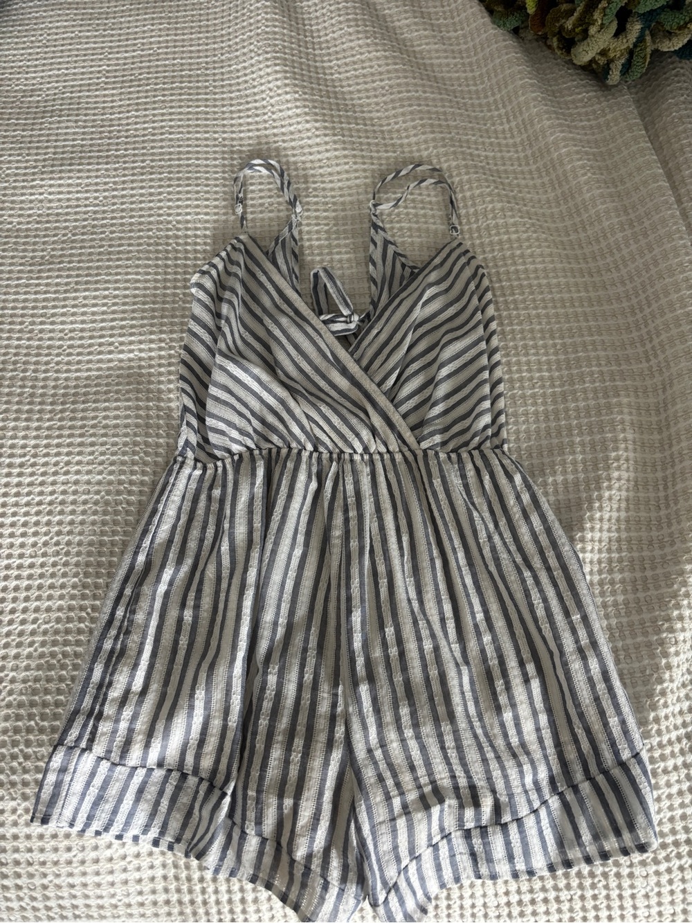 PacSun Navy and White Striped Wrap Romper